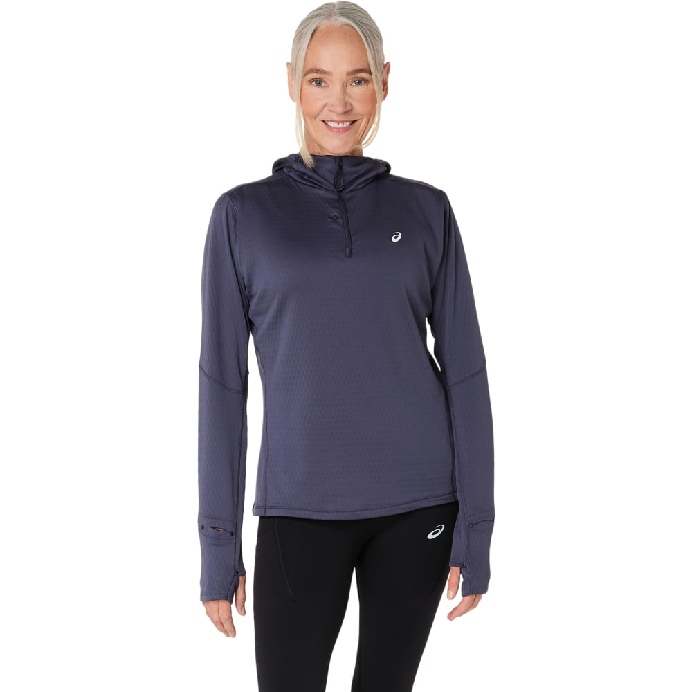 Camiseta ASICS Manga Longa Road Winter - Feminino - Azul - tam: P