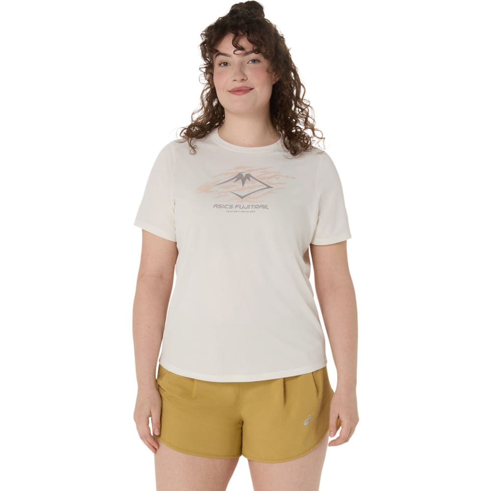 Camiseta ASICS Fujitrail Logo - Feminino - Bege - tam: GG