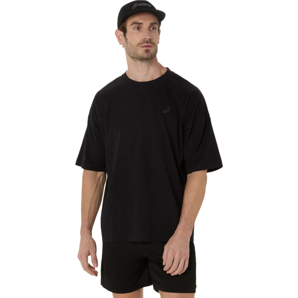Camiseta ASICS Spiral Relaxed Fit Embroidery - Masculino - Preto - tam: P