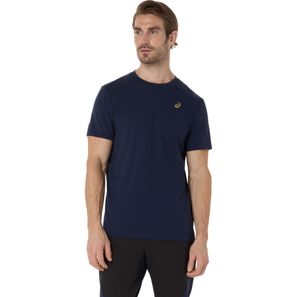 Camiseta ASICS Spiral Embroidery - Masculino - Azul - tam: GG