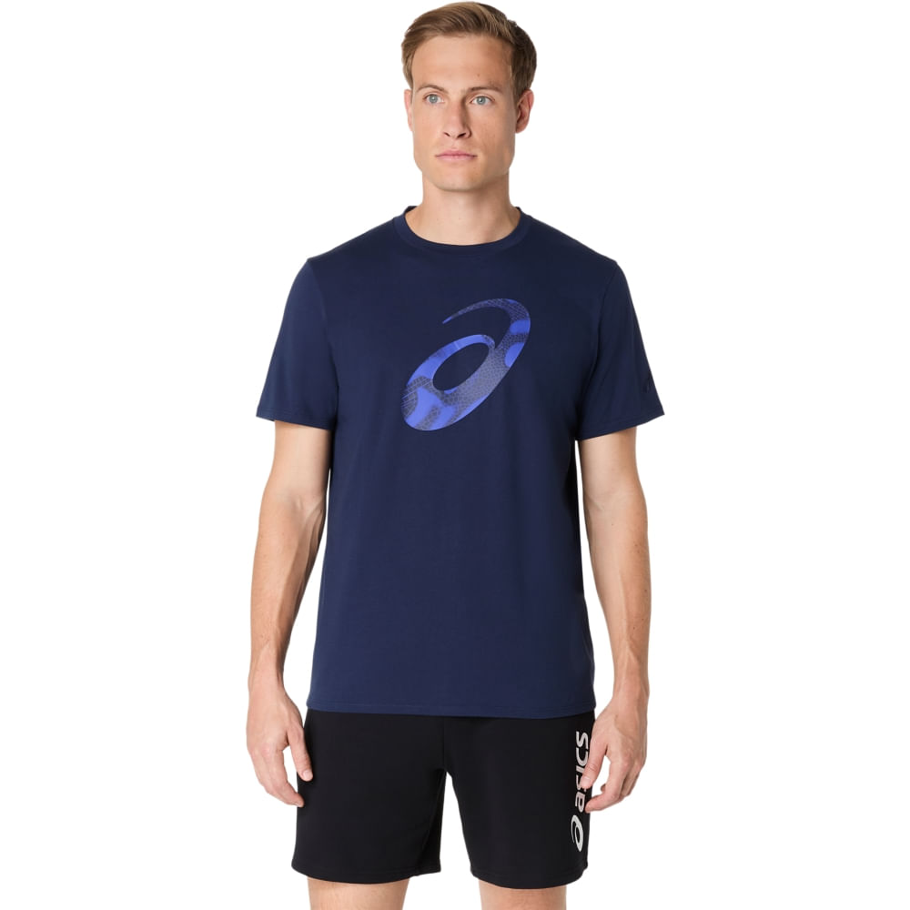 Camiseta ASICS Spiral Logo Graphic Cotton Blend - Masculino - Azul - tam: M
