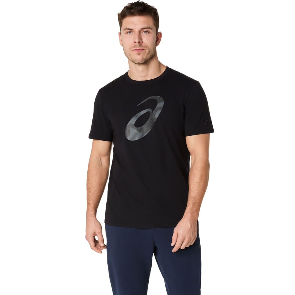 Camiseta ASICS Spiral Logo Graphic Cotton Blend - Masculino - Preto - tam: 3G