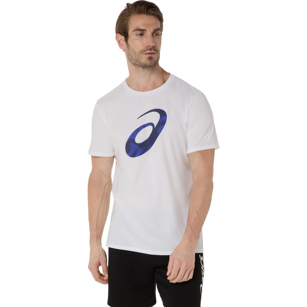 Camiseta ASICS Spiral Logo Graphic Cotton Blend - Masculino - Branco - tam: 3G
