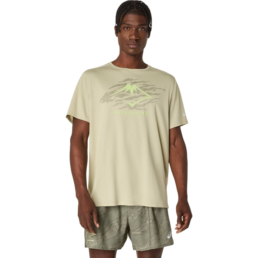 Camiseta ASICS Fujitrail Logo - Masculino - Verde - tam: M