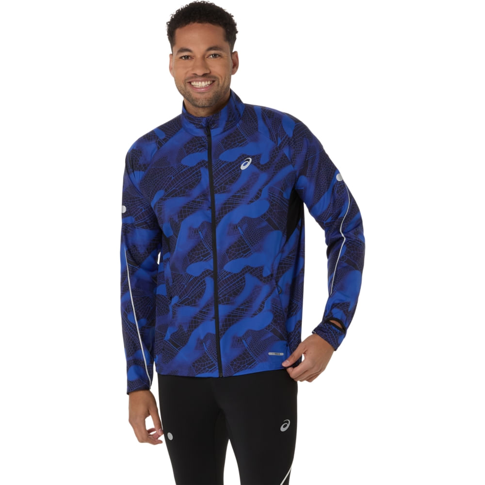 Jaqueta ASICS Road Lite-Show Packable - Masculino - Preto/Azul - tam: GG
