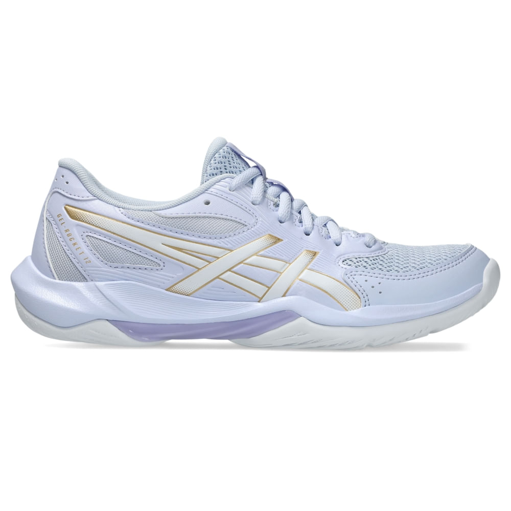 Tênis ASICS Gel-Rocket 12 - Feminino - Azul/Dourado
