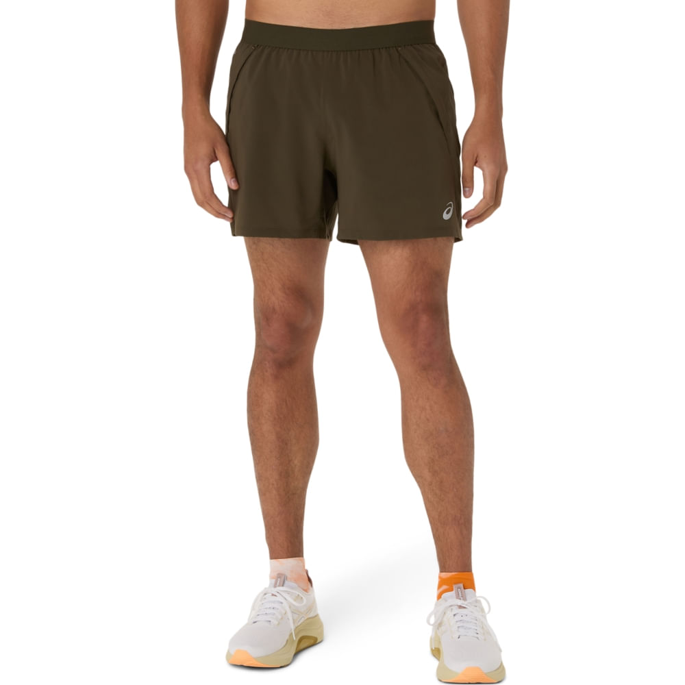 Shorts ASICS Road 5In - Masculino - Marrom/Verde - tam: P