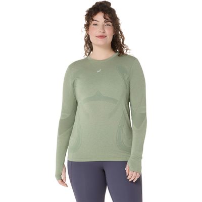 Camiseta ASICS Manga Longa Road Seamless - Feminino - Verde/Verde
