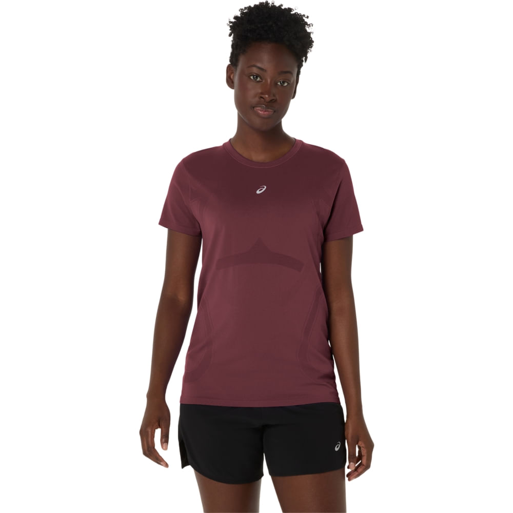 Camiseta ASICS Road Seamless - Feminino - Roxo/Marrom - tam: PP