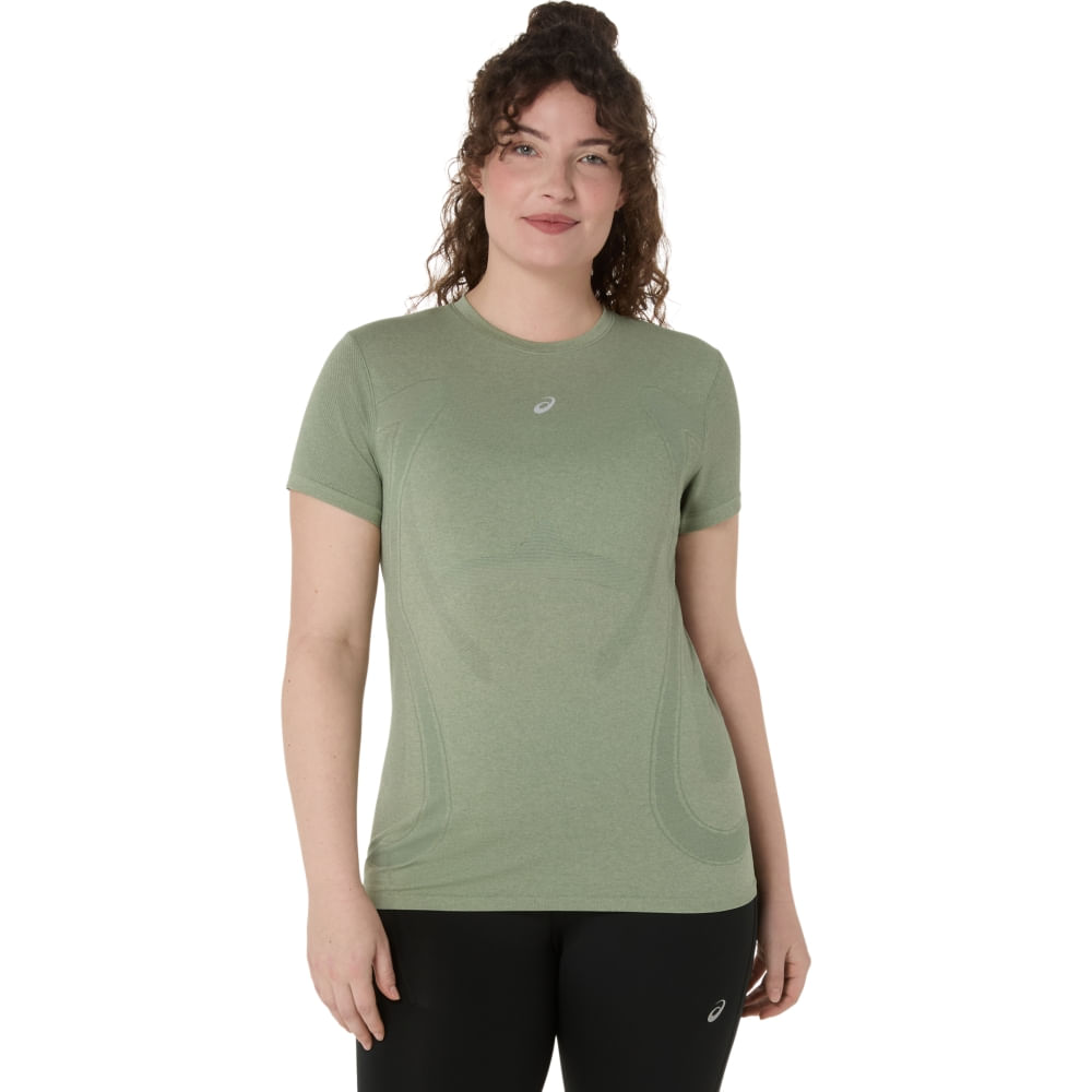 Camiseta ASICS Road Seamless - Feminino - Verde/Verde - tam: P