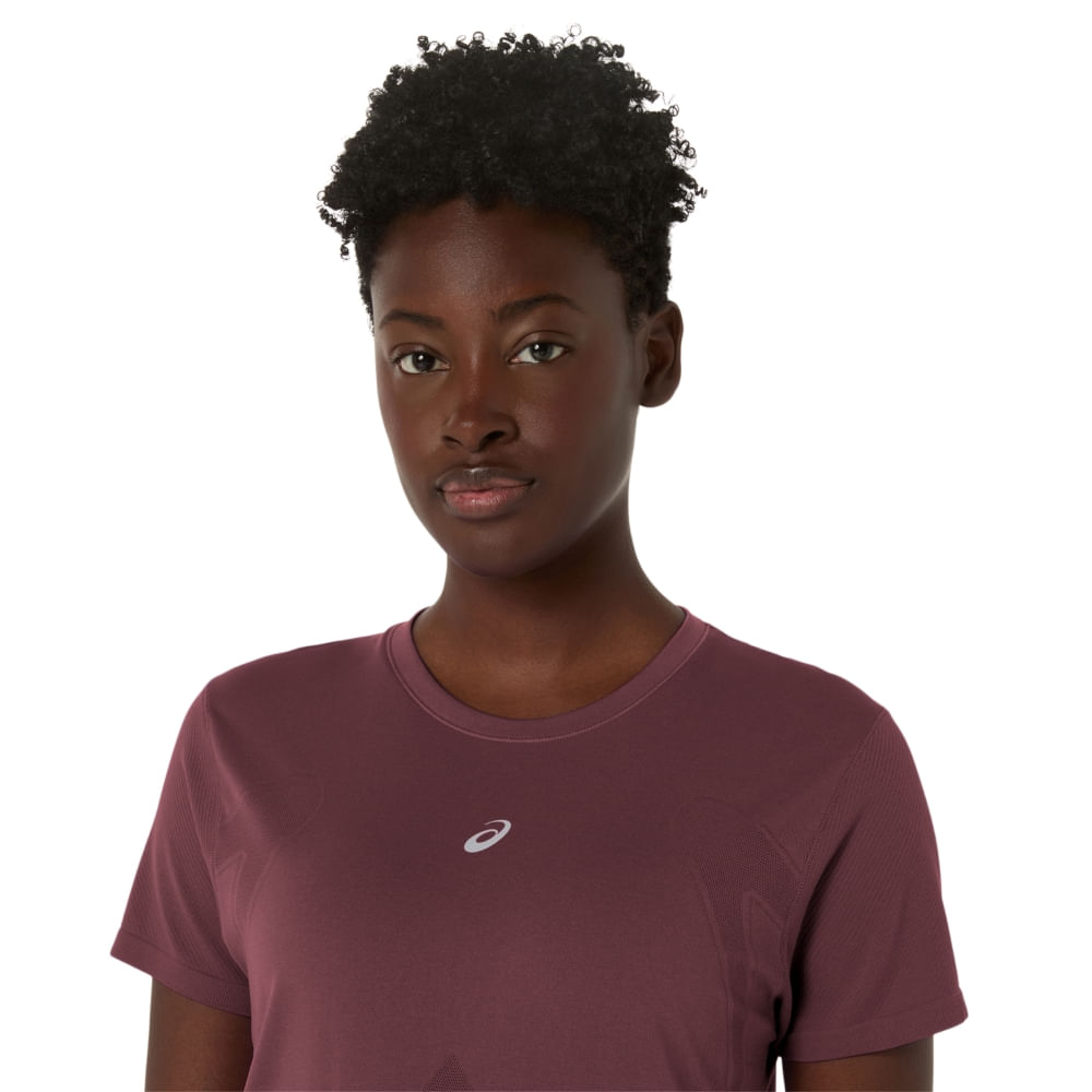 Camiseta ASICS Road Seamless - Feminino - Roxo/Marrom - tam: P — foto 4
