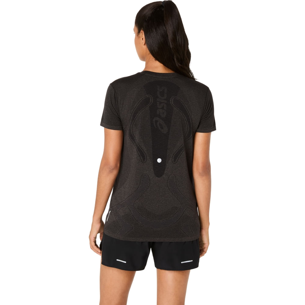 Camiseta ASICS Road Seamless - Feminino - Preto/Cinza - tam: M — foto 6