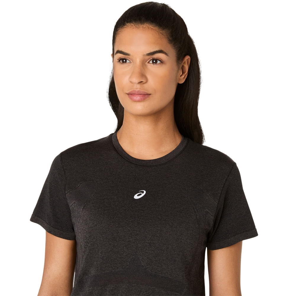 Camiseta ASICS Road Seamless - Feminino - Preto/Cinza - tam: M — foto 3