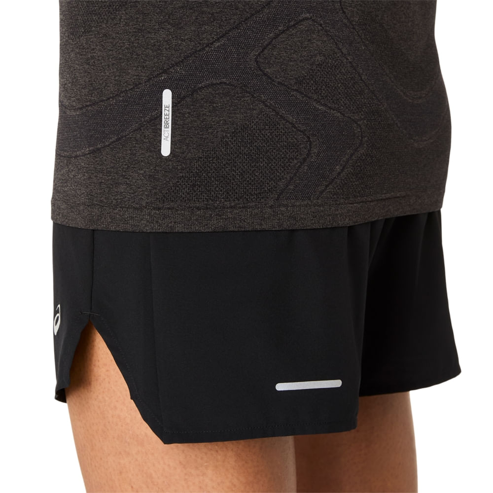 Camiseta ASICS Road Seamless - Feminino - Preto/Cinza - tam: M — foto 4