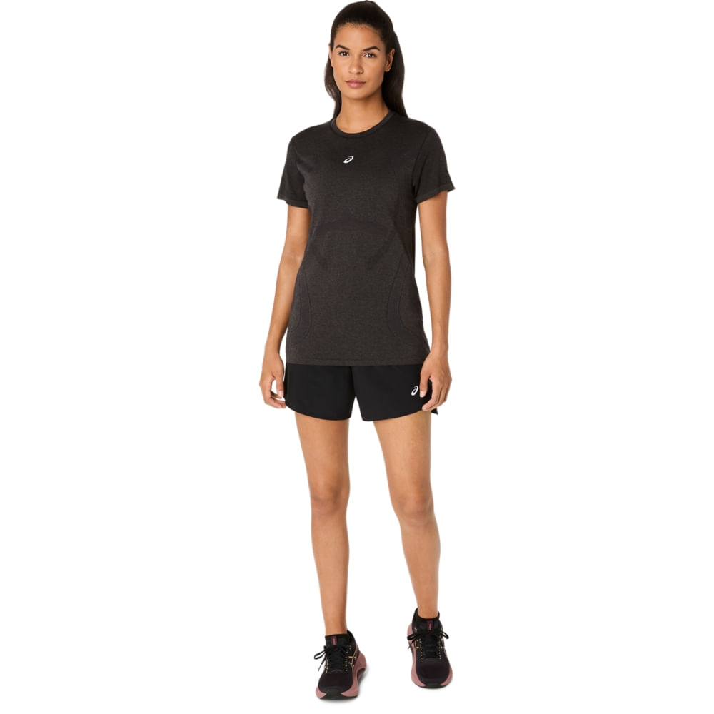 Camiseta ASICS Road Seamless - Feminino - Preto/Cinza - tam: M — foto 5