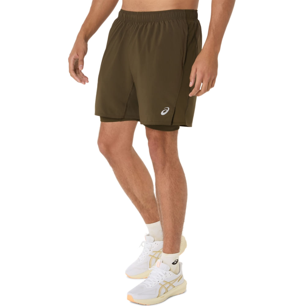 Shorts ASICS Silver 2-N-1 7In - Masculino - Marrom/Verde - tam: M — foto 3