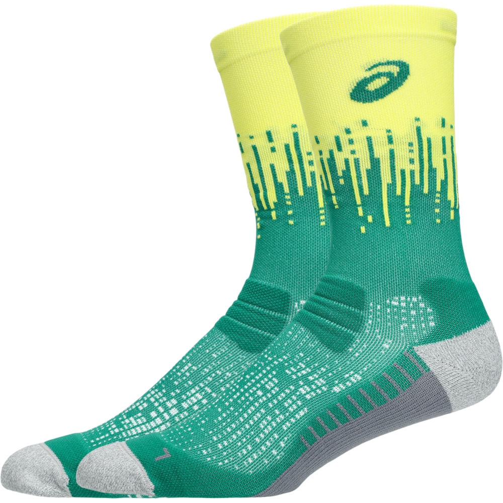 PERFORMANCE RUN SOCK CREW - Amarelo/Verde
