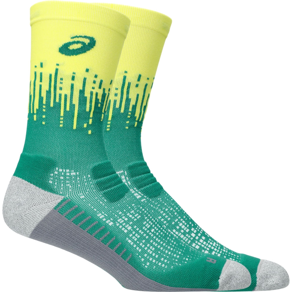 PERFORMANCE RUN SOCK CREW - Amarelo/Verde - tam: III