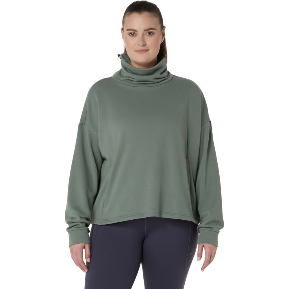 Blusão ASICS Nagino French Terry Gola Alta - Feminino - Verde - tam: P
