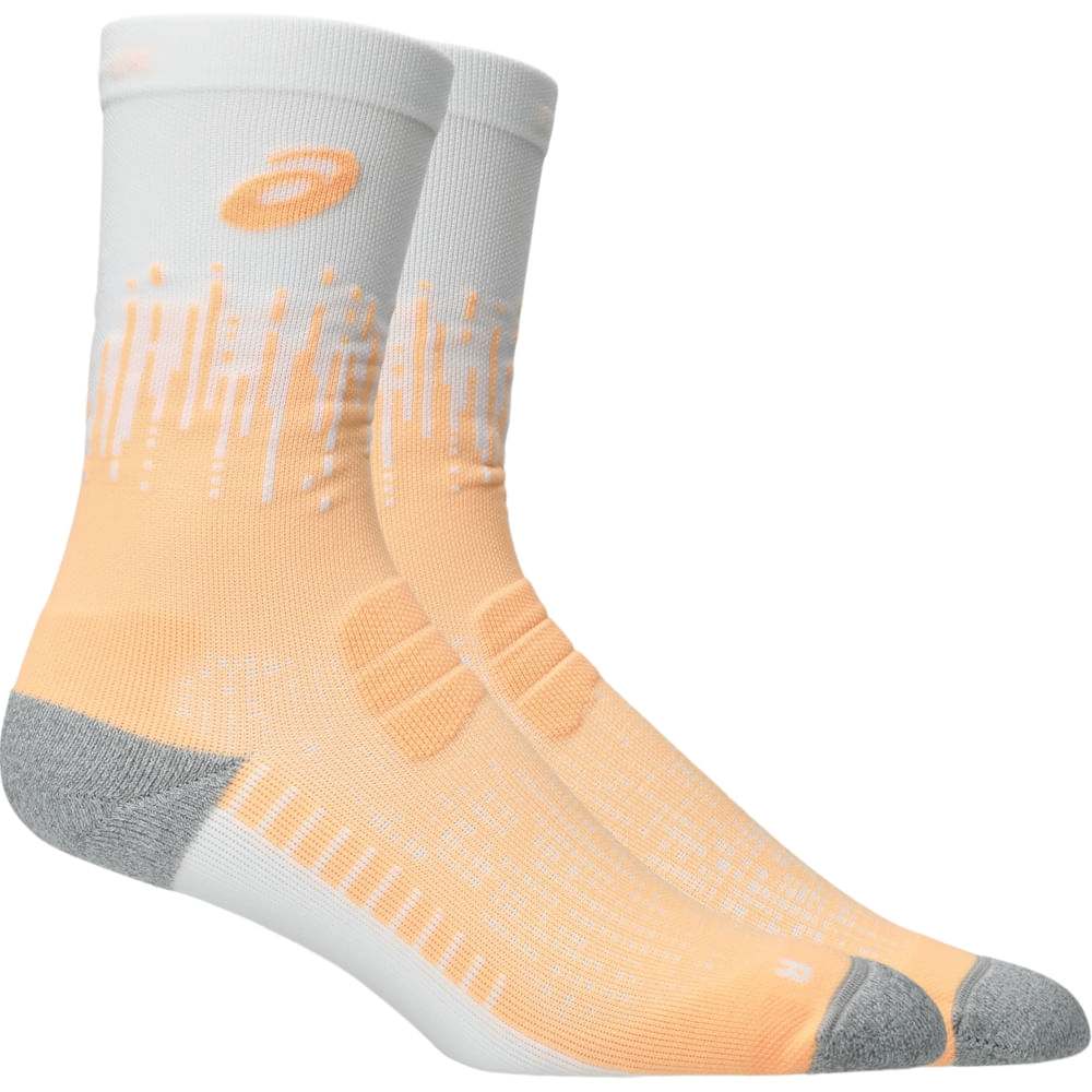 PERFORMANCE RUN SOCK CREW - Branco/Laranja