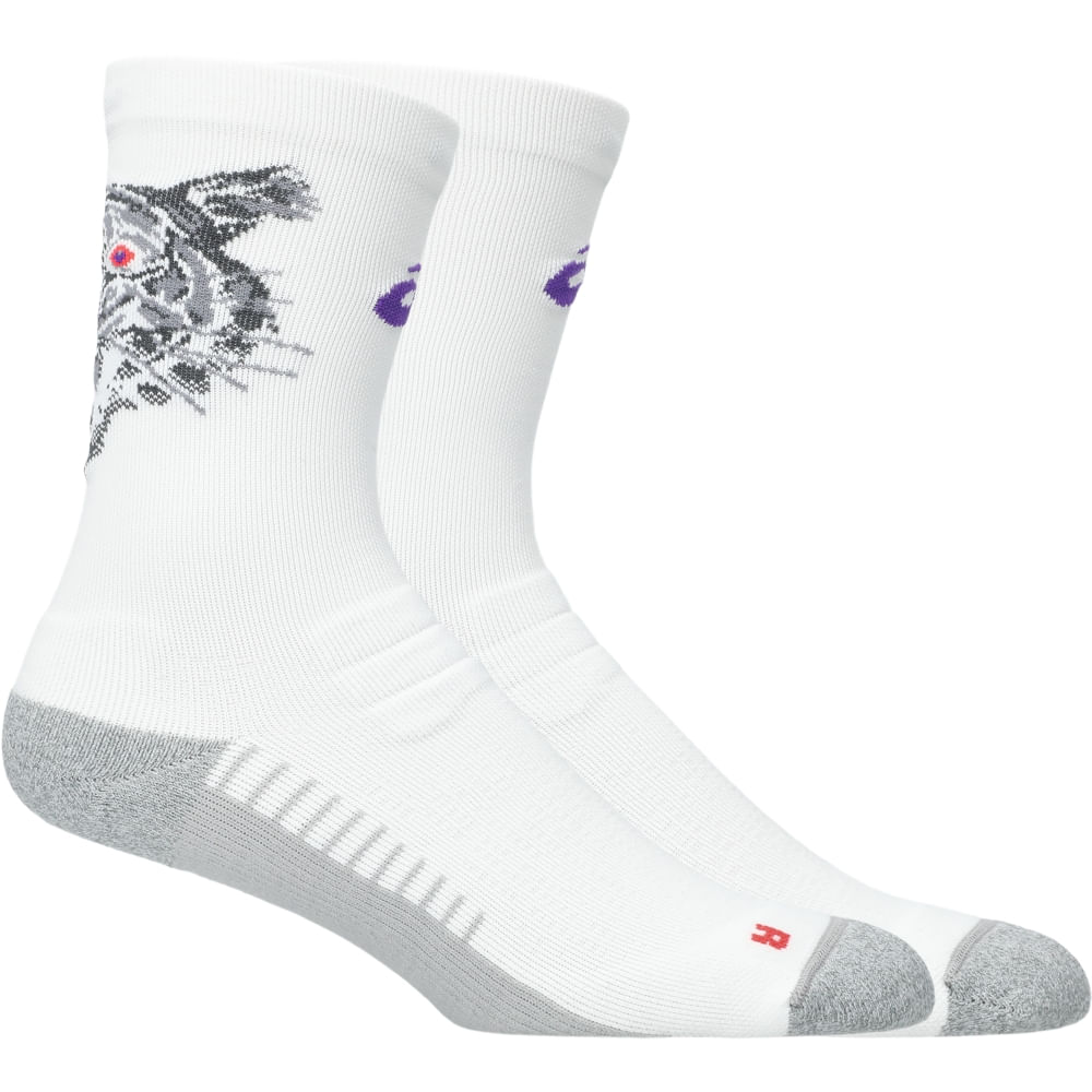 PERFORMANCE RUN SOCK CREW - Branco/Vermelho/Roxo - tam: I
