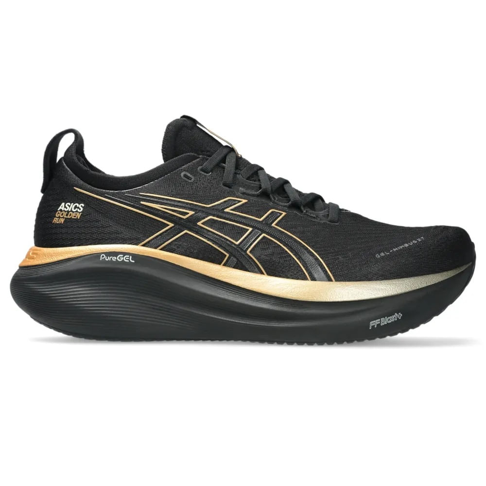 Tênis ASICS GEL-Nimbus 27 - Masculino - Preto/Dourado