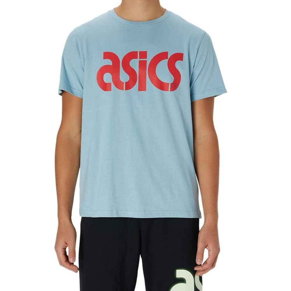 Camiseta ASICS Bubble Logo Graphic - Unissex - Azul