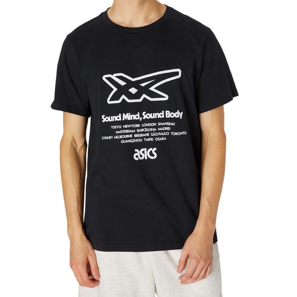 Camiseta ASICS Stripe Graphic - Unissex - Preta