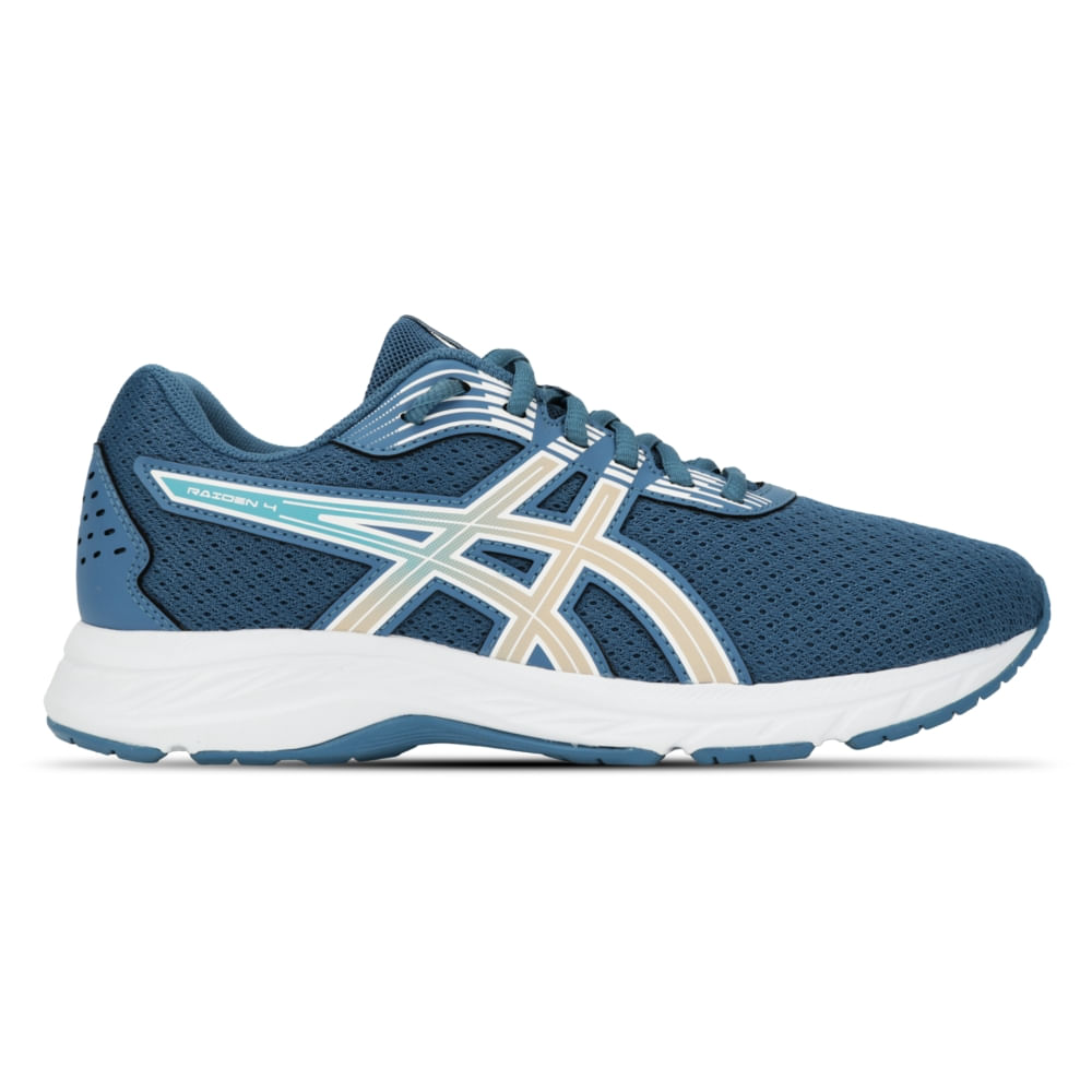Tênis ASICS Raiden 4 - Feminino - Azul/Branco
