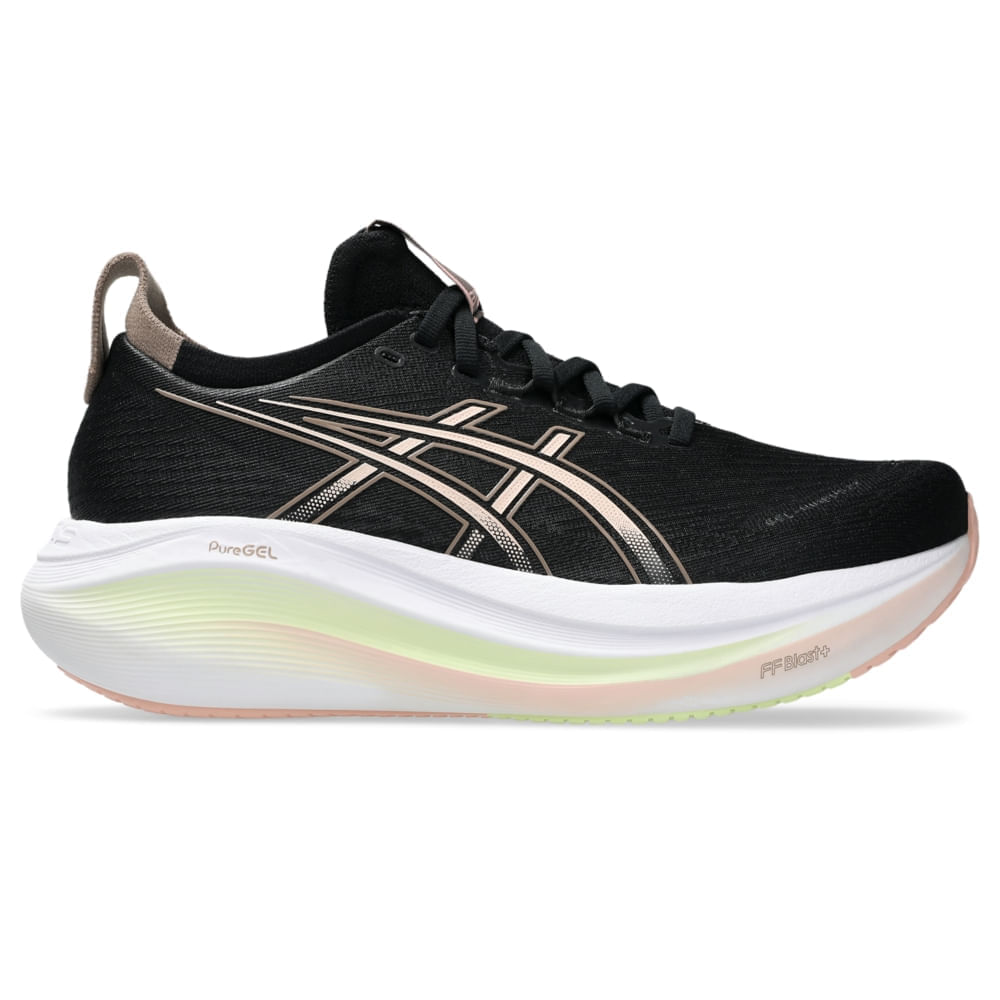Tênis ASICS GEL-Nimbus 27 – Feminino – Preto/Rosa