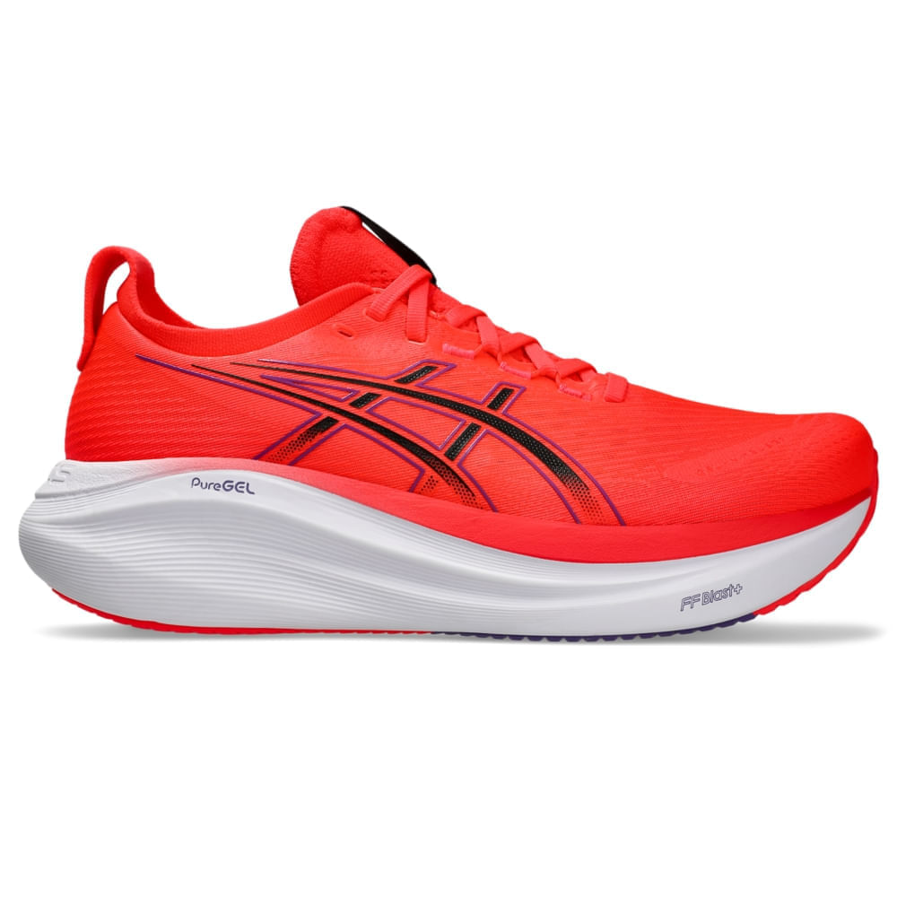 Tênis ASICS GEL-Nimbus 27 - Masculino - Vermelho/Preto