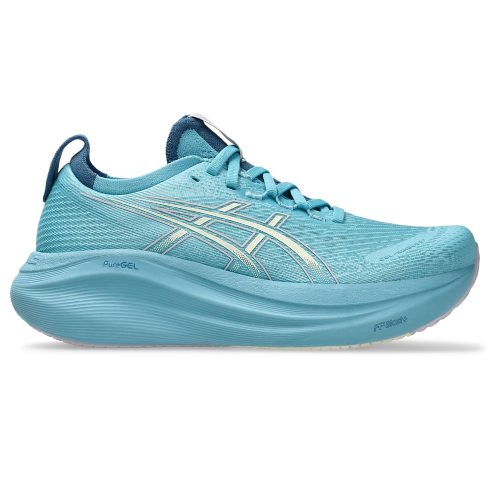 Tênis ASICS GEL-Nimbus 27 - Feminino - Azul/Bege - ASICS Brasil