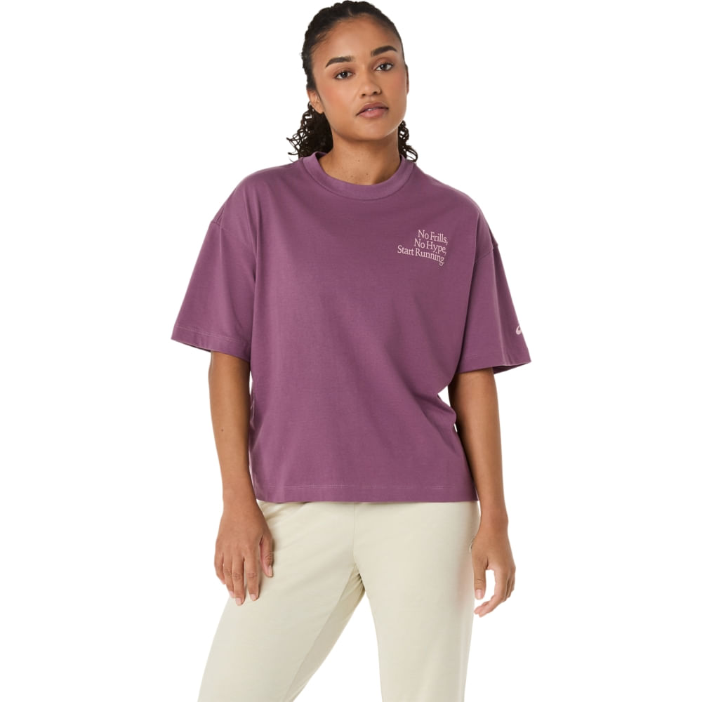 RUNNER MESSAGE GRAPHIC RELAXED TEE - Roxo