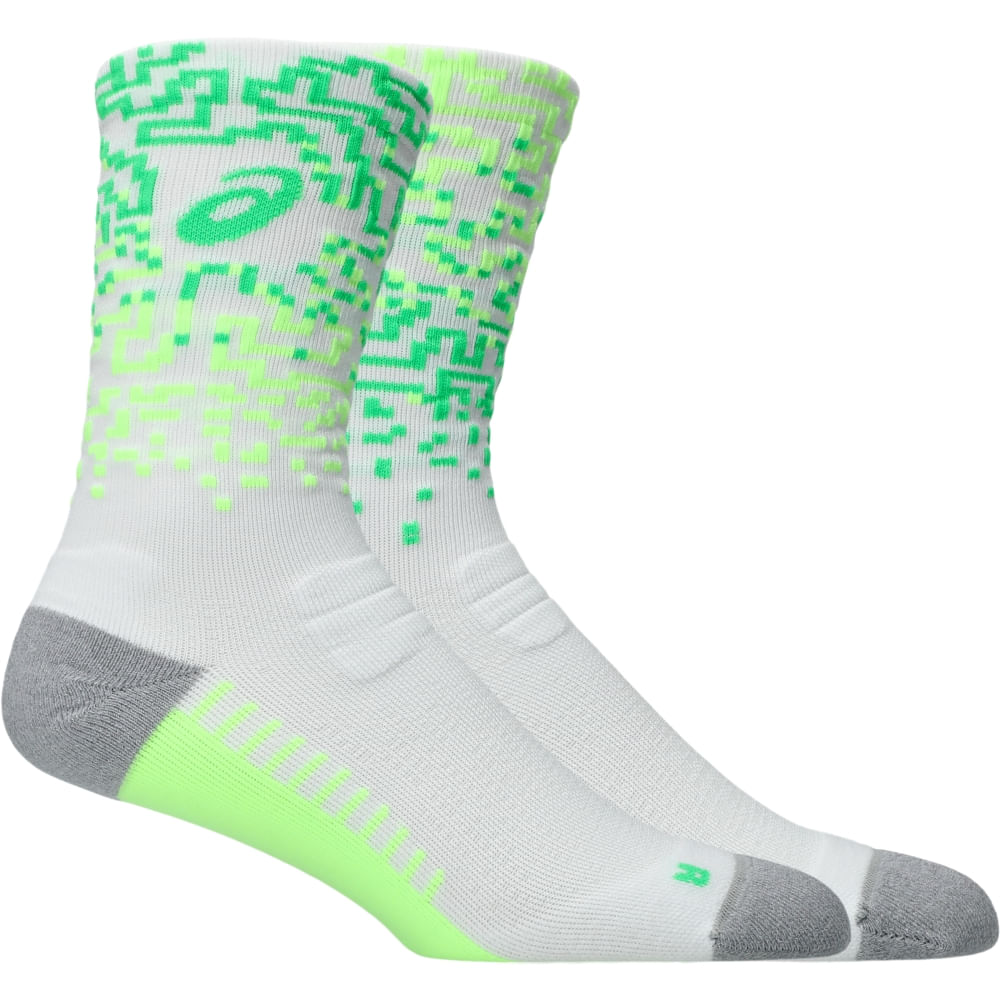 Meia Performance Run Crew - Branco/Verde