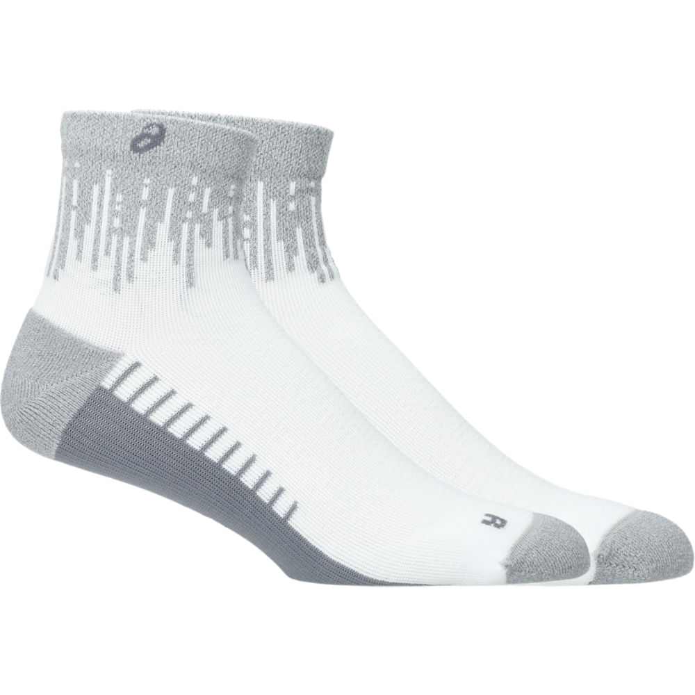 Meia Performance Run Sock Quarter - Branco/Cinza Refletivo - tam: M