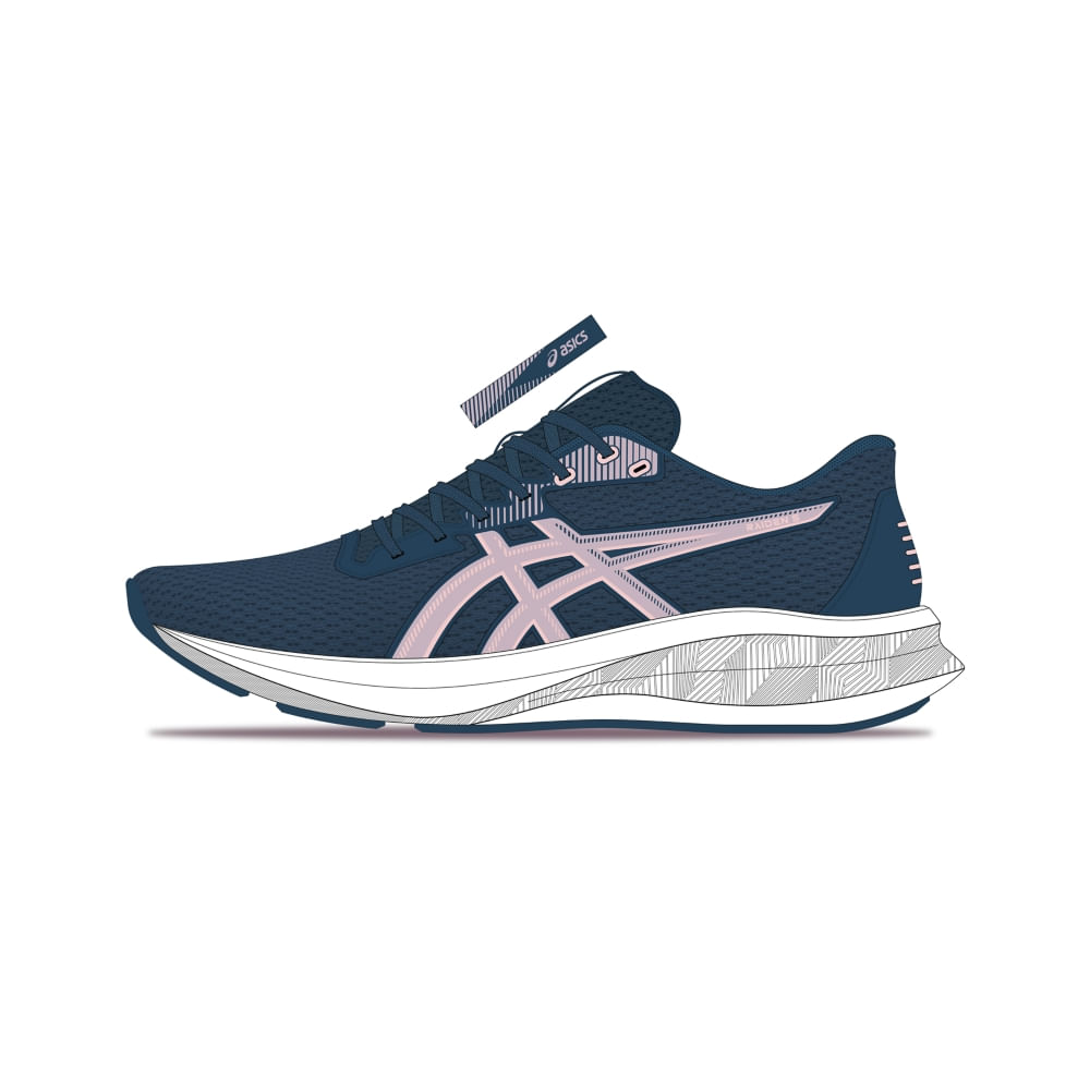 Tênis ASICS Raiden 5 - Feminino - Azul/Rosa