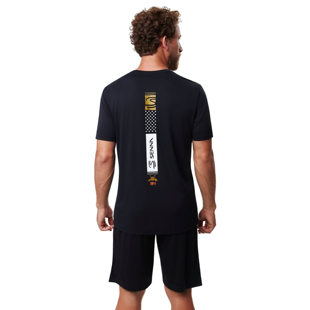 Camiseta Performance Senna Samurai - Unissex - Preto/Laranja - tam: P
