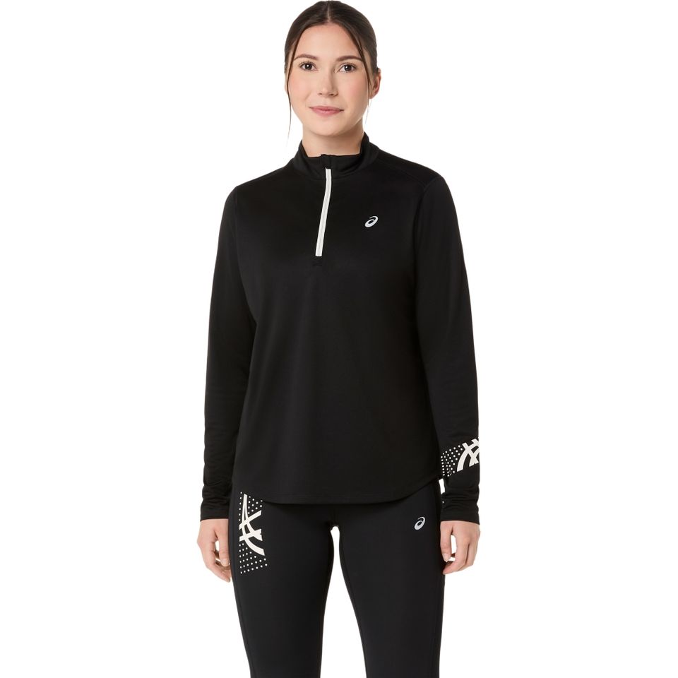Camiseta Manga Longa Asics Icon 1/2 Zip Ls Top - Preto