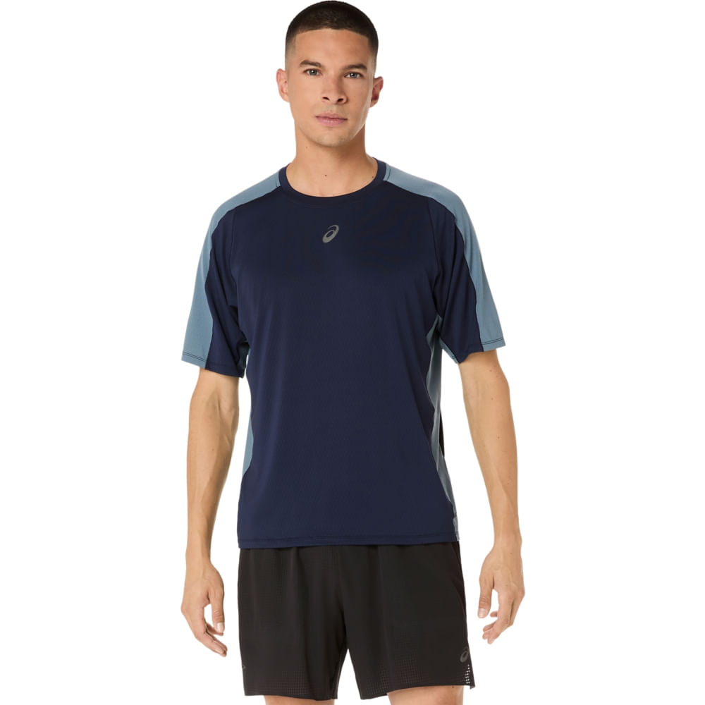 Camiseta ASICS Fujitrail - Masculino - Azul/Cinza