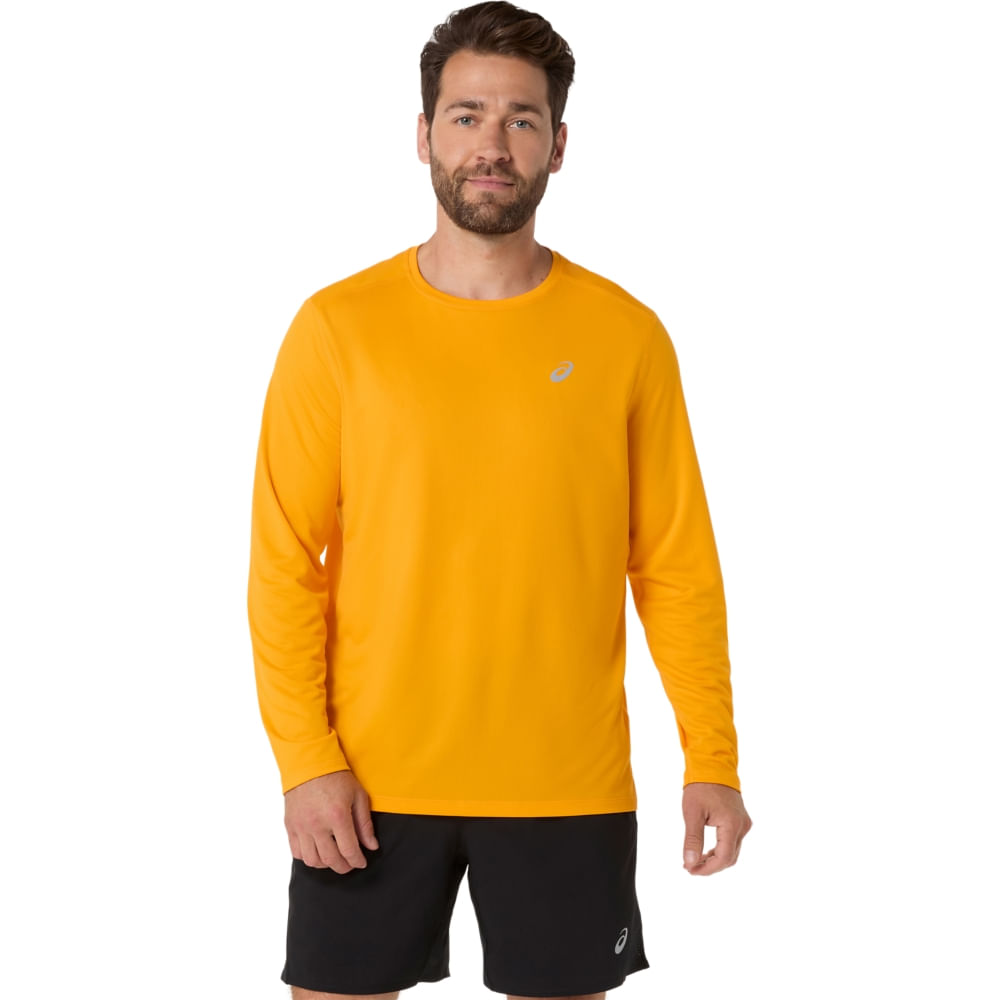Camiseta ASICS Manga Longa Silver - Masculino - Laranja - tam: M