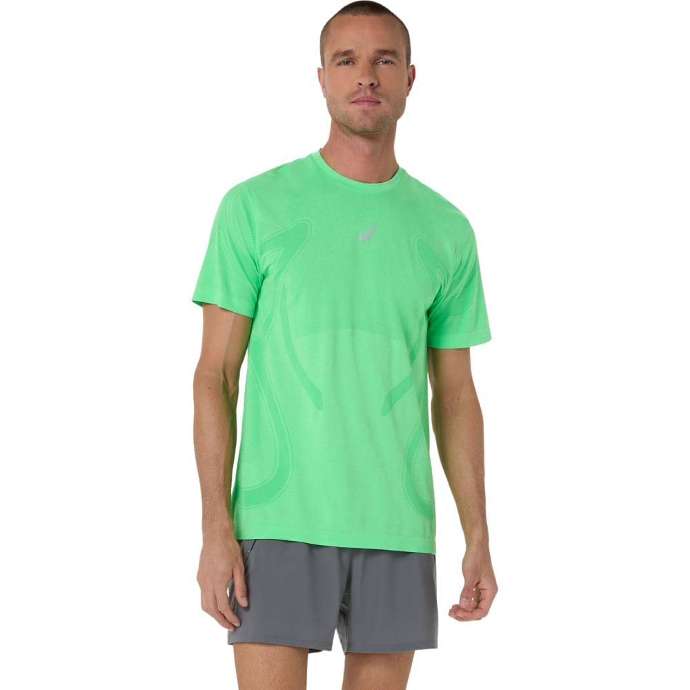 Camiseta ASICS Road Seamless - Masculino - Verde/Verde - tam: 3G