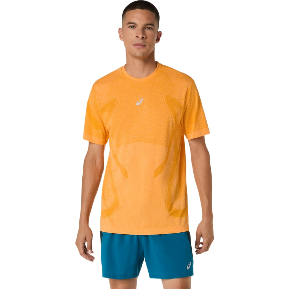 Camiseta ASICS Road Seamless - Masculino - Laranja - tam: M