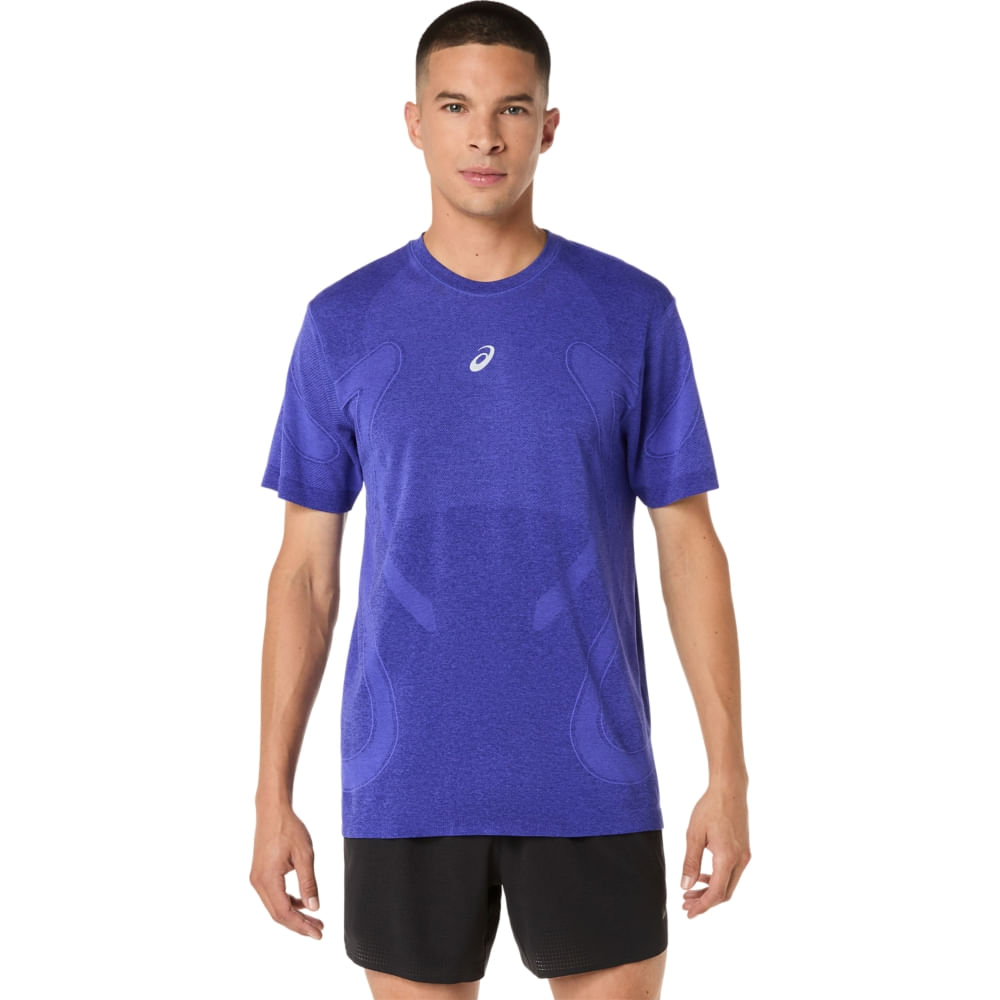 Camiseta ASICS Road Seamless - Masculino - Azul/Roxo - tam: 3G