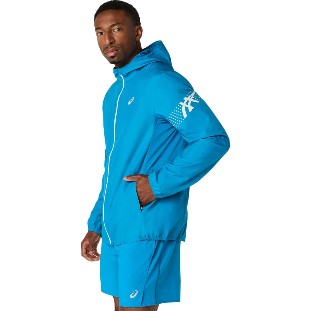 Jaqueta ASICS Icon - Masculino - Azul/Creme - tam: 3G — foto 2