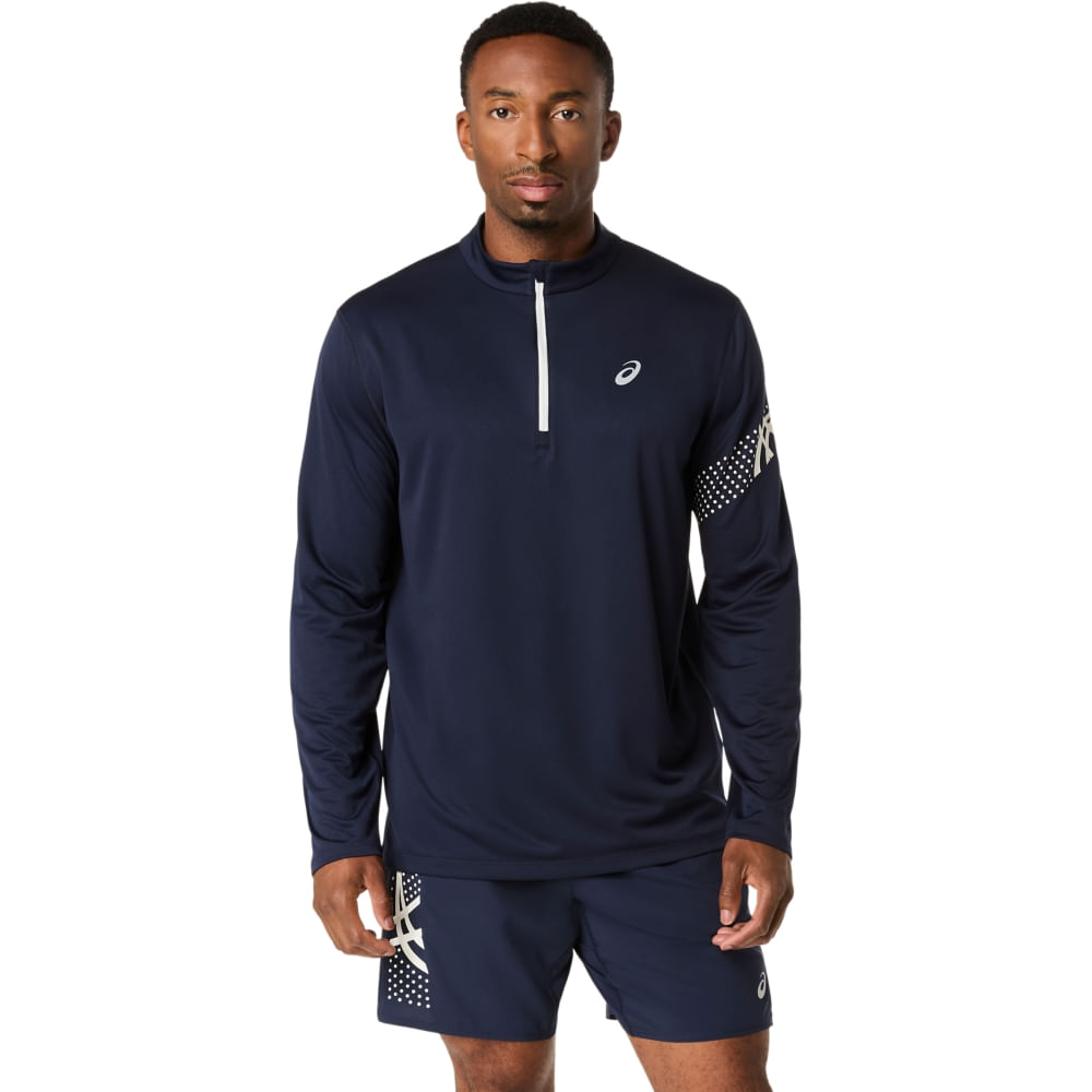 Camiseta Manga Longa Icon Ls 1/2 Zip Top - Azul/Creme - tam: 3G
