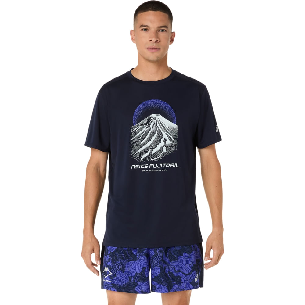 Camiseta Fujitrail Logo Ss Top - Azul/Cinza - tam: M