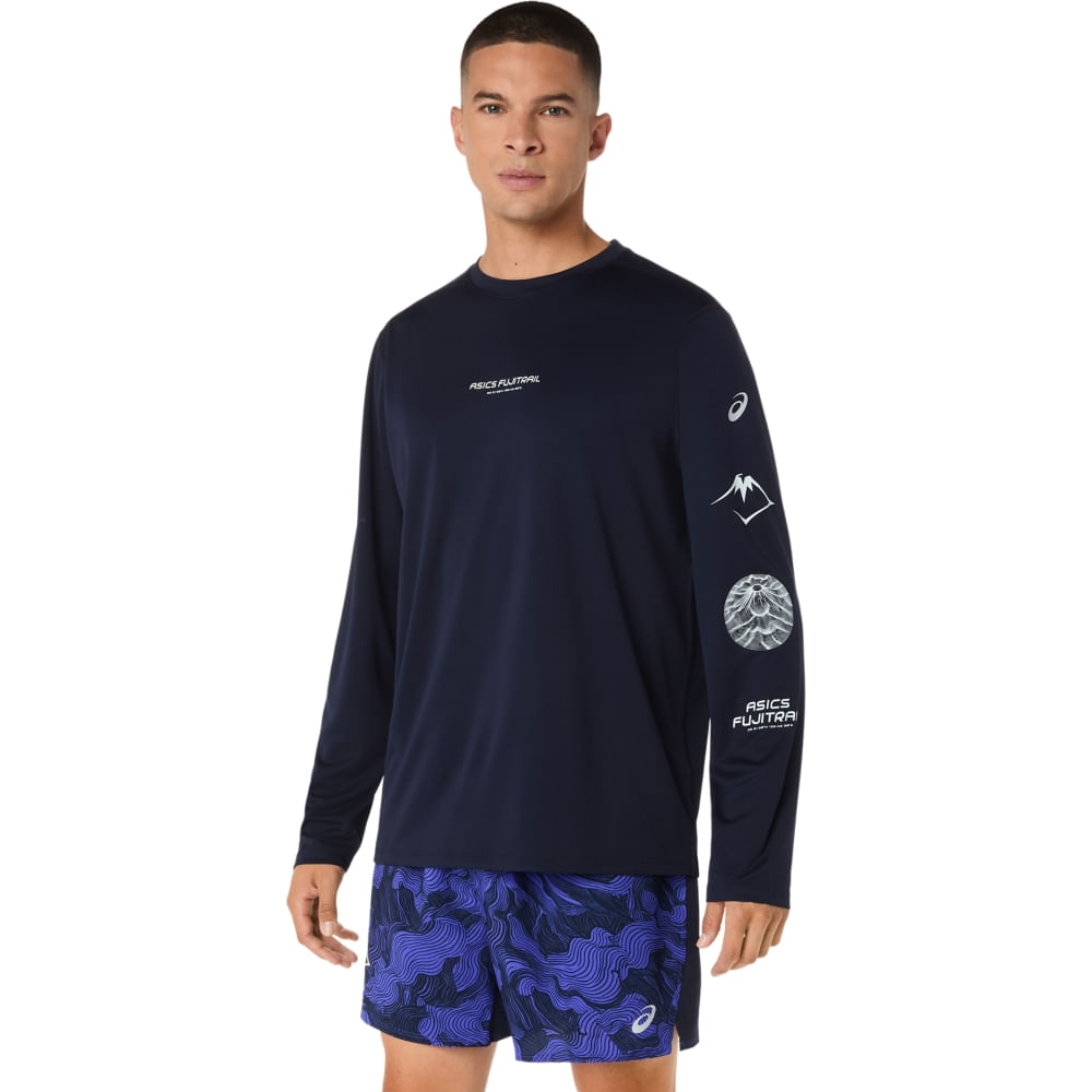Camiseta Manga Longa Fujitrail Logo Ls Top - Azul/Cinza - tam: 3G