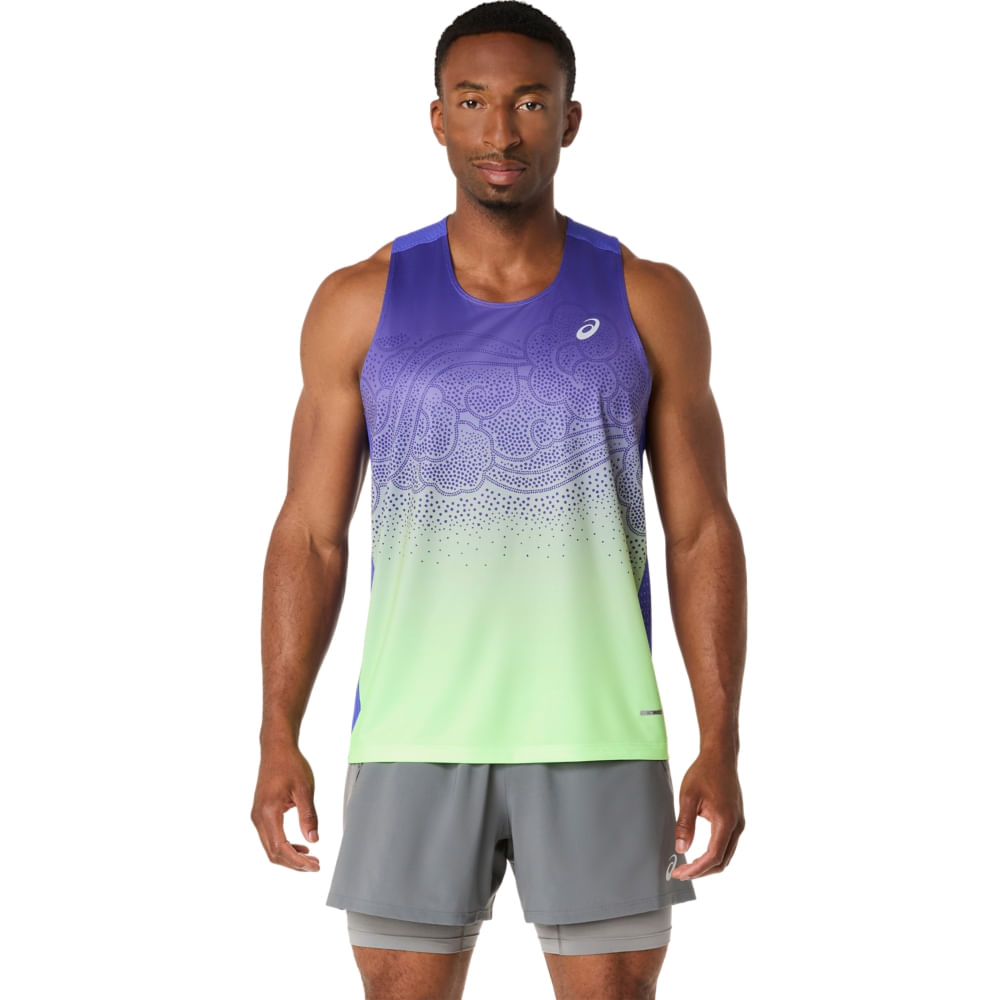 Camiseta Regata Road Fade Singlet - Azul/Verde Claro - tam: GG