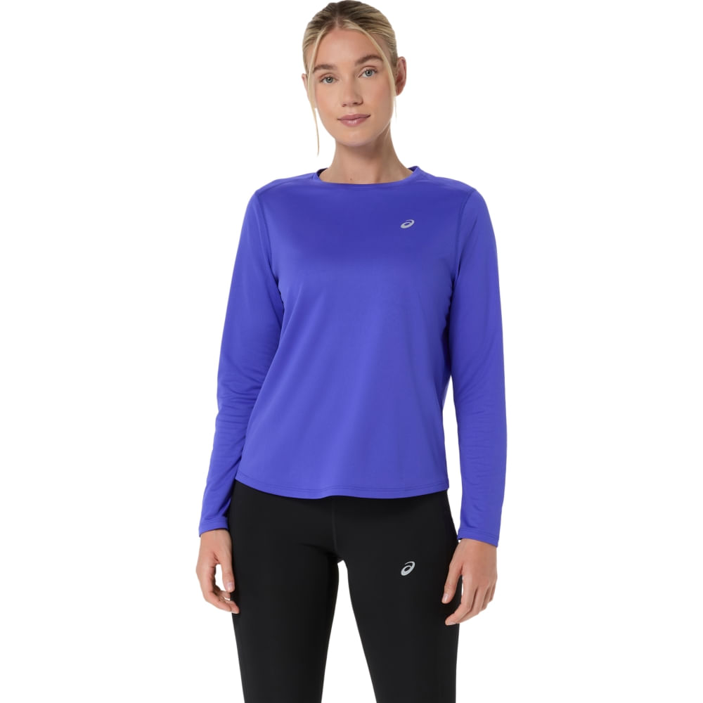 Camiseta ASICS Manga Longa Silver - Feminino - Azul