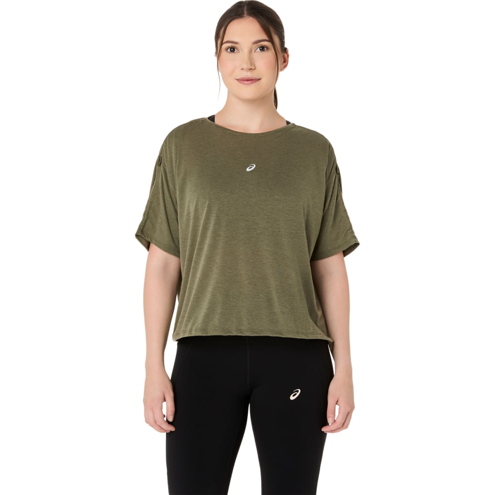 Camiseta ASICS Nagino Run Adjustable - Feminino - Verde - tam: GG